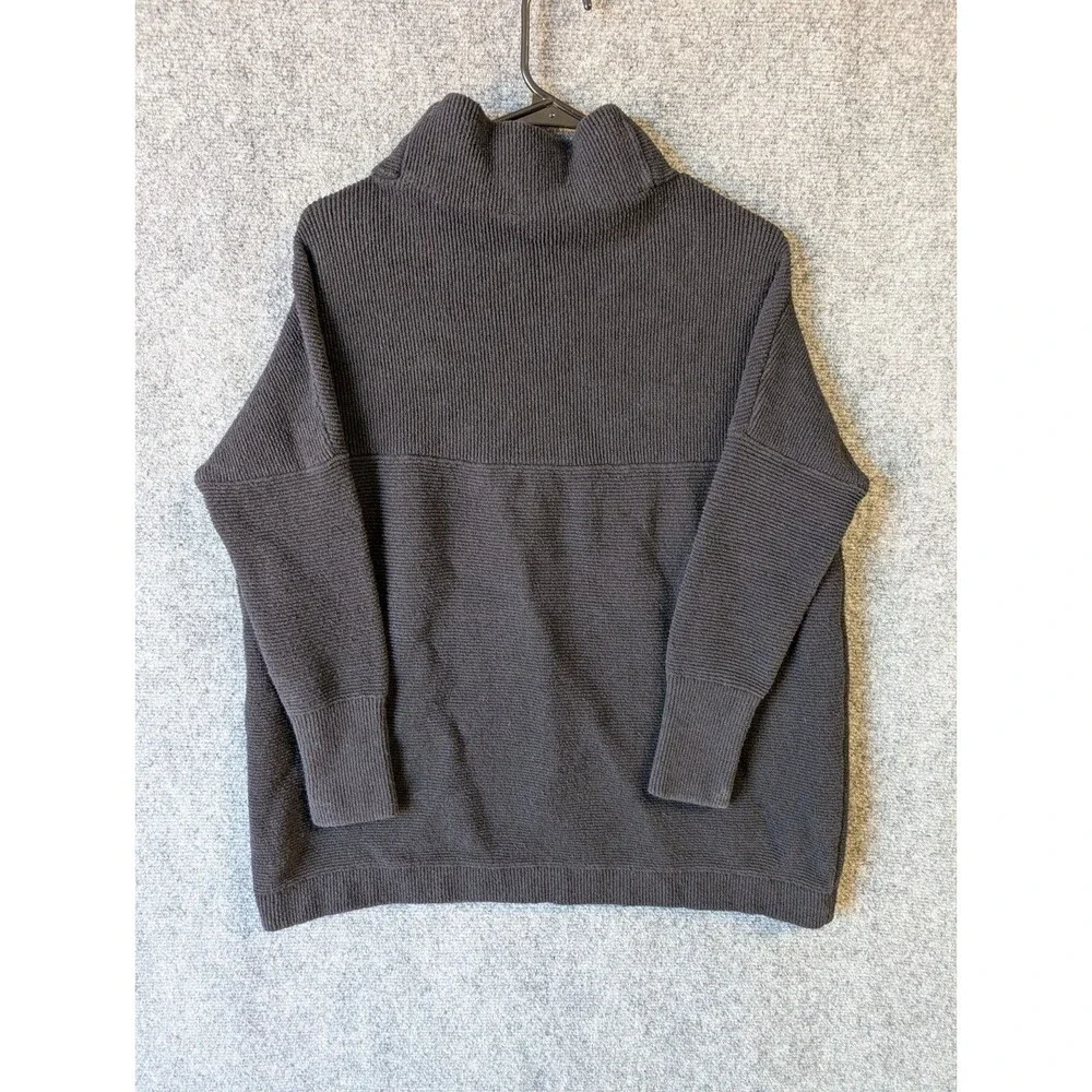 Free People Ottoman Slouchy Tunic Sweater Womens XS Black Charcoal Ribbed Knit - Picture 10 of 10